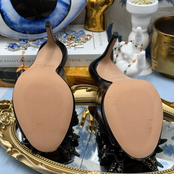 🆕 KURT GEIGER LONDON 🧿 NWOB Belgravia Stud Bow Mule Heel, Black - Sz 37 US 7 - Picture 15 of 15